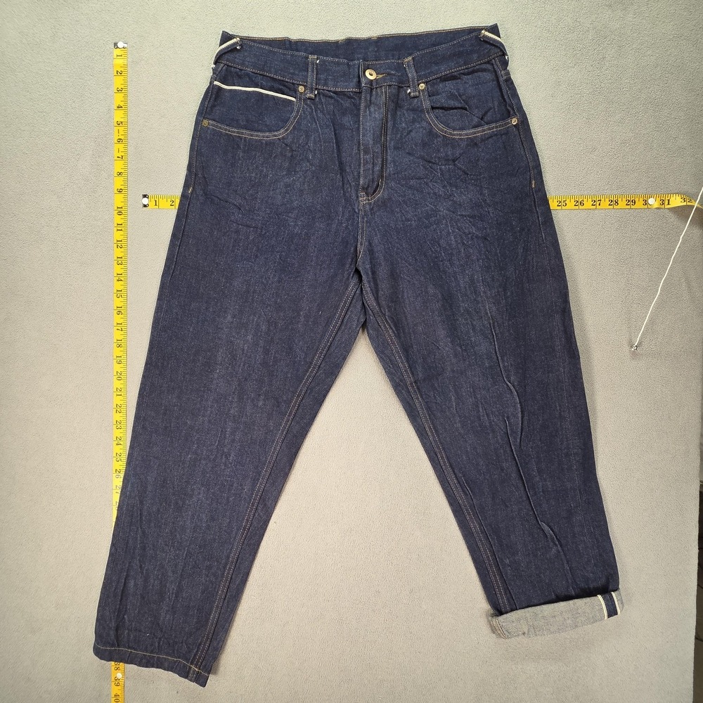 Selvedge Jeans Mens Indigo Blue Baggy Loose Tapered Fits 31x27